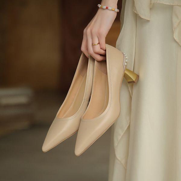 

sandals sell female bombs genuine leather shoes more size 22-26.5cm filled with metal heel pearl high heels fashion office gp3f, Black