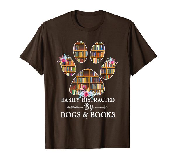 

easily distracted by dogs and books tshirt, White;black