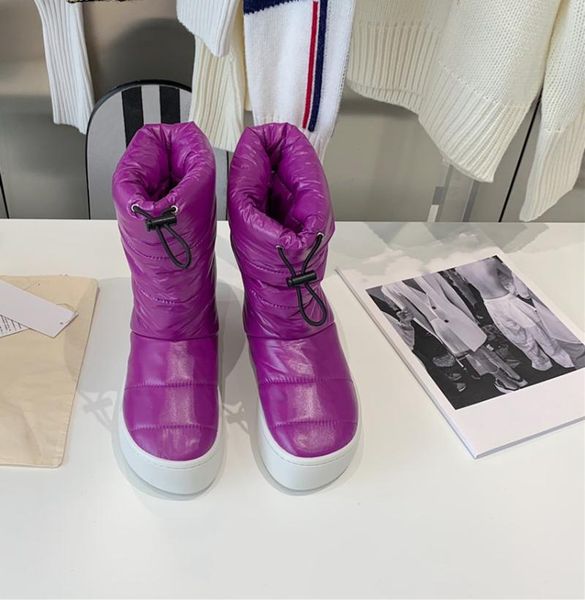 

boots winter snow women's high-tube warm cotton shoes thickened plus velvet waterproof non-slip mid-tube boot, Black