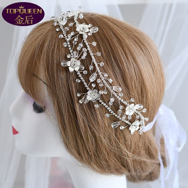 

double strand hair band tiara baroque crystal bridal headwear crown rhinestone with wedding jewelry hair accessories diamond bridal crowns h, Silver