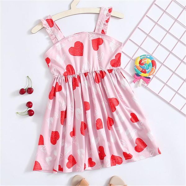 

girl's dresses valentines days 2-7y toddler kids baby girl dress sleeveless heart print a-line princess girls summer sundress, Red;yellow