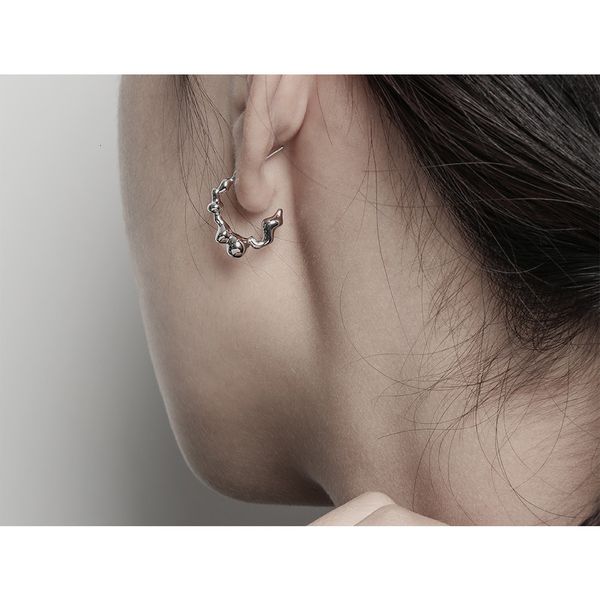 

glass metropolises geometric irregular c-shaped concave convex earrings, Golden