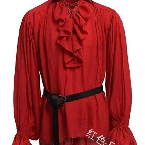 

2021 new medieval men's performance dress lace up puffy sleeve top, Gray;blue