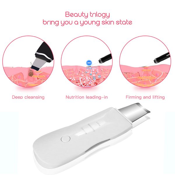 

ultrasonic skin scrubber facial cleaner ion acne usb blackhead remover peeling shovel cleaner facial massager face lift machine