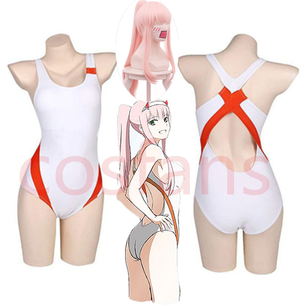 

anime costumes anime darling in the franxx code002 zero two cosplay costume bodysuit for women jumpsuit swimsuit and wigs for halloween, Black