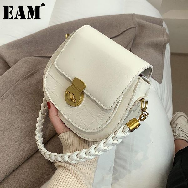 

[eam] women spring new small quality pu leather flap saddle personality all-match crossbody shoulder bag fashion 2021 18a2086