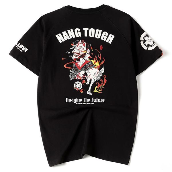

men's t-shirts japan style 2021 spring summer t-shirt printing japanese manga 100% cotton loose t short o-neck tees male m-4xl, White;black