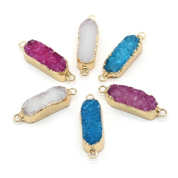 

charms exquisite connector high-quality natural stone crystal bud rectangular pendant for jewelry make diy necklace earring accessories, Bronze;silver