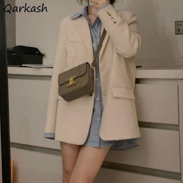 

women's suits & blazers women long sleeve simple cool streetwear fashionable single breasted korean style pockets all-match leisure ele, White;black