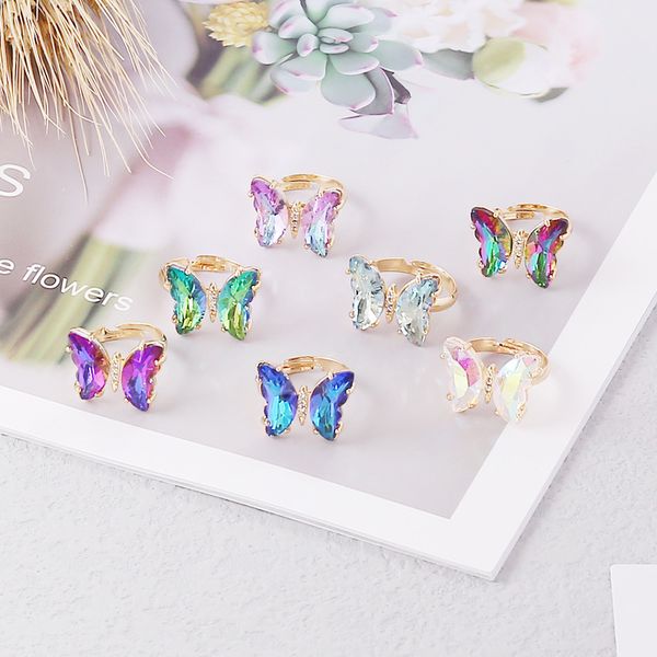 

factory wholesale new gradient butterfly personality trend ins women's ring fashion temperament r16 party gift