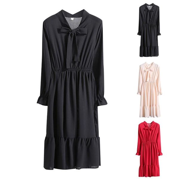

casual dresses autumn ruffle long dress sleeve women boho elegant maxi party winter floral print robe pour femme 2021, Black;gray