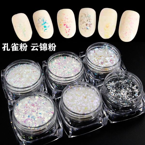

nail glitter kxy 6 boxes/lot rainbow sequins holographic powder dazzling art flakes for diy glitters 2g, Silver;gold