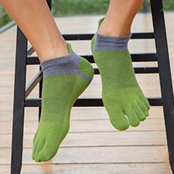 

men's socks five finger cotton short tube toe spring and summer low boat, Black