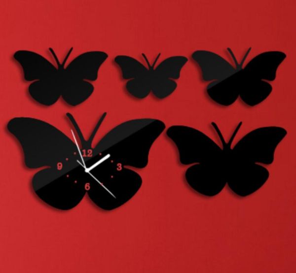 

wall clocks home decoration novelty stickers safe design room quartz watch big butterfly promotion