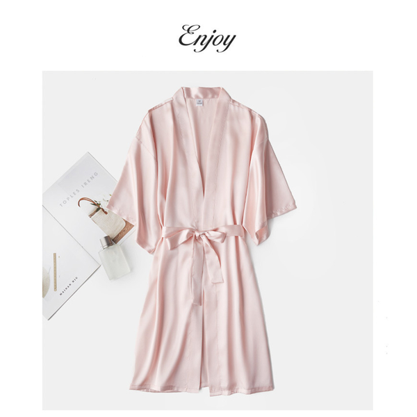 

women's sleepwear kimono pajamas casual home women robe solid belt dressing gown for female fashion ladies night grow, Black;red