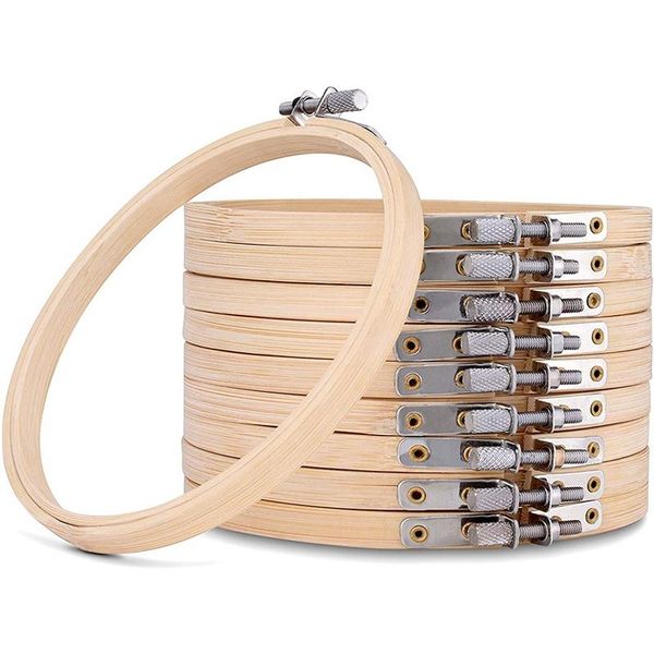 

sewing notions & tools 10pcs/set 16cm wooden embroidery hoops frame set bamboo hoop rings for diy cross stitch needle craft tool, Black