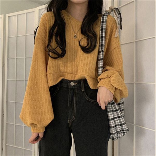 

v neck long-sleeve flashlight knitted back-loose female sweater crazy short-style mutlyolor pull femme autumn x59c, White;black