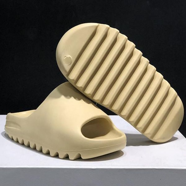 

designers 2020 fashion women resin bone earth brown desert sand eva foam runner kanye west slides mens slipper slippers sandals, Black