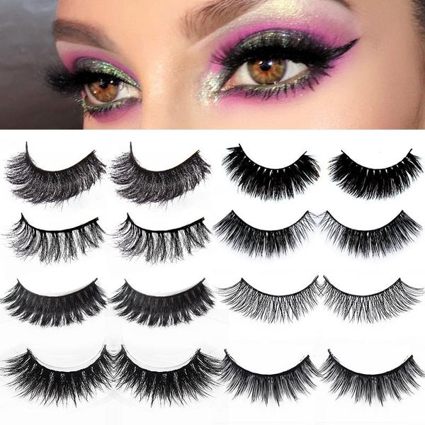 

false eyelashes 50/5/3pair faux mink hair natural long soft handmade black/colorful lashes makeup beauty extension tools