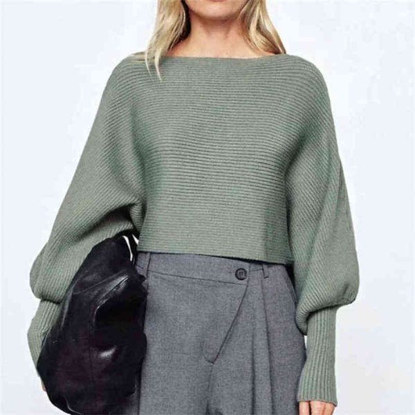 

woman sweater loose slash neck batwing sleeve sweater army green jumper 2021 spring clothes y1110, White;black