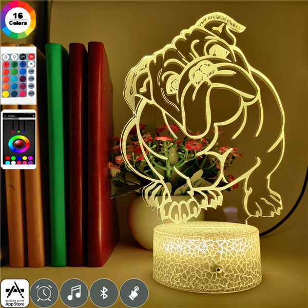 

night light for kids babies led 3d nighlight smart phone control shar pei dog table lamp child bedroom decor birthday holiday gift