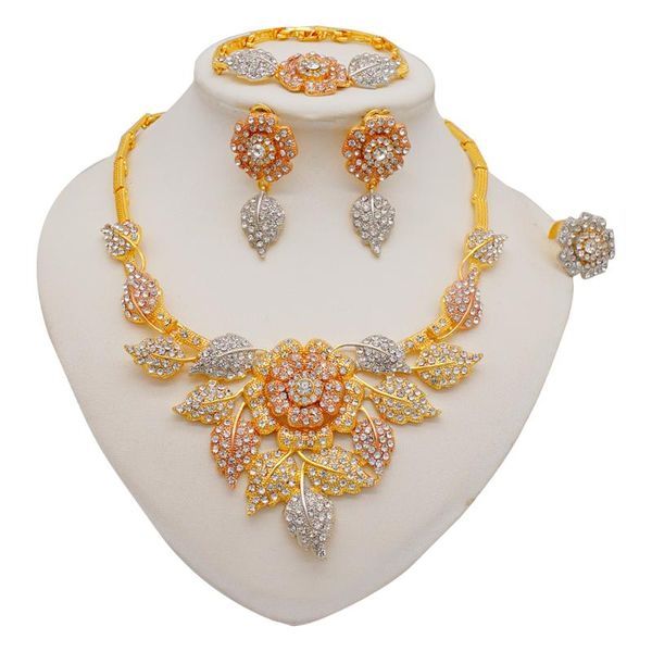 

earrings & necklace bridal fashion dubai gold jewelry sets nigerian for woman wedding african beads jewellery set wholesale design, Silver