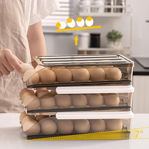 

storage bottles & jars egg container wear resistance automatic rolling easy to clean plastic for kitchen
