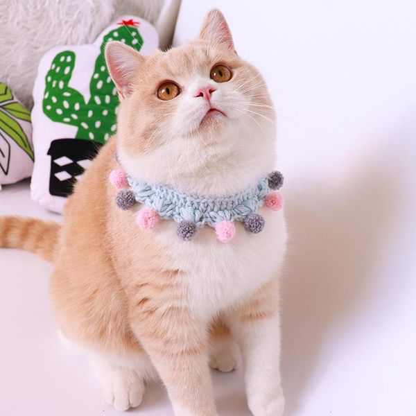 

pet knitting wool collar cat dog bib saliva towel original christmas collar
