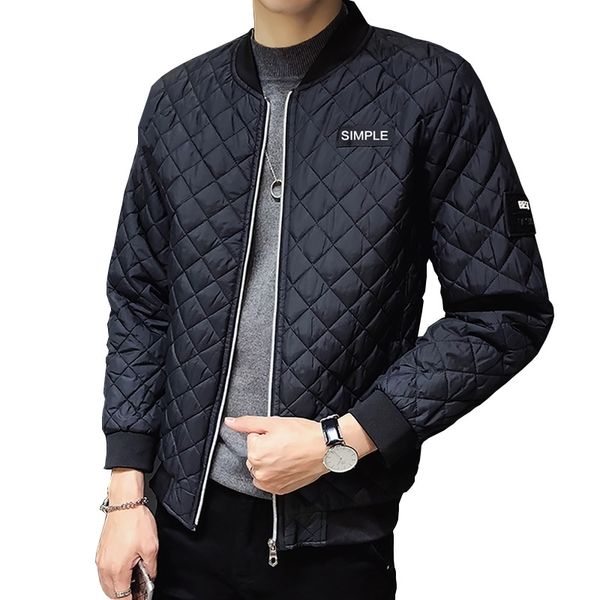 

fashion men coat parkas slim fit custom parkas crease design long stylish luxury stand collar 6xl parkas mens autumn light homme 210222, Black