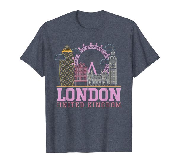 

london united kingdom skyline souvenir gift t-shirts, White;black
