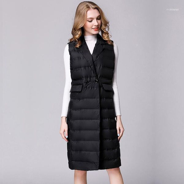 

women's down & parkas johnature 2021 winter 90% white duck vest turn collar warm women fashion light jacket 5 colors m-xl1, Black