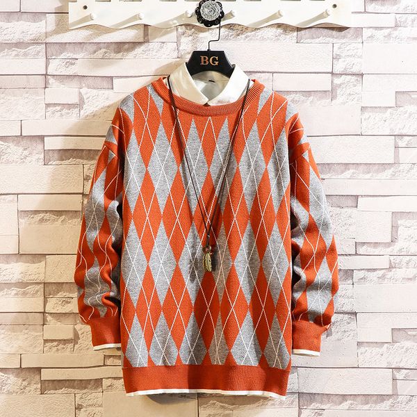 

2021 new sweaters men's long sleeves autumn spring striped pullover knitted o-neck plus oversized 5xl cgok, White;black