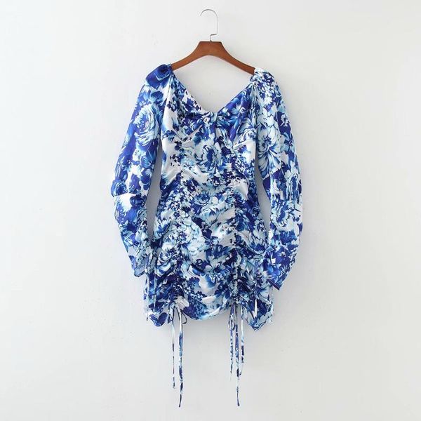 

casual dresses summer floral draped dress women vintage vogue chic lady short, Black;gray