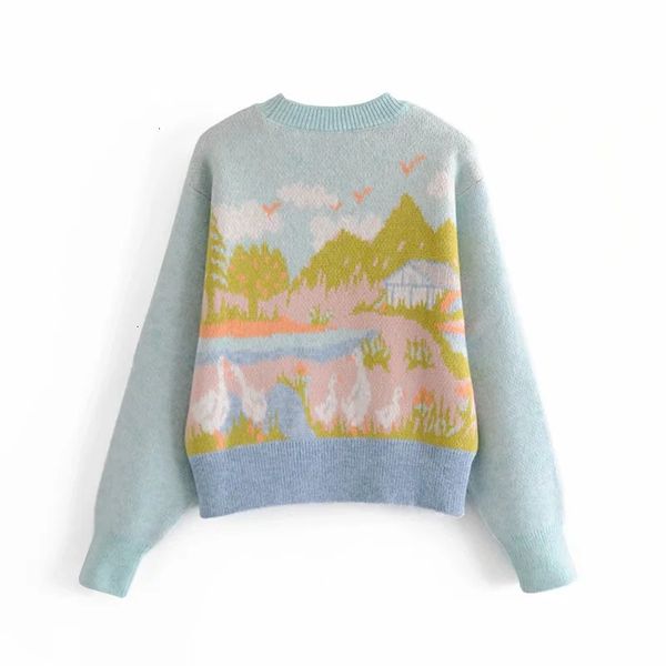 

blue new jacquard woman winter 2021 cottagecore cute long sleeve knitted sweater female pullover women warm tunic nlhs rxnh, White;black