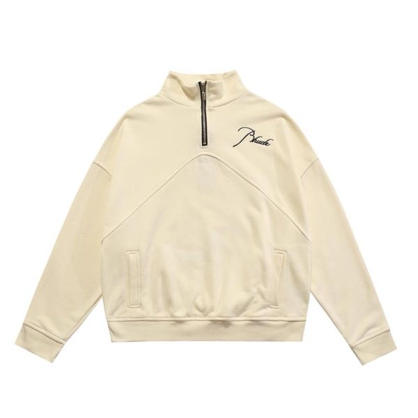 

men's hoodies & sweatshirts 21ss men women winter half zipper logo embroidery stitching hoodie, Black