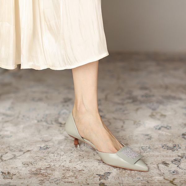 

sandals 778-55 korean style high heeled shoes women's pointed thin mid heel shoes wdd7, Black