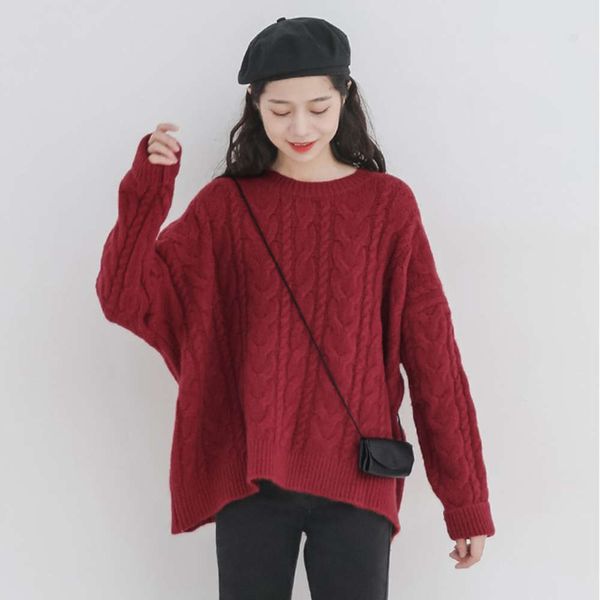 

literature art red twist sweater for women in autumn and winter, White;black