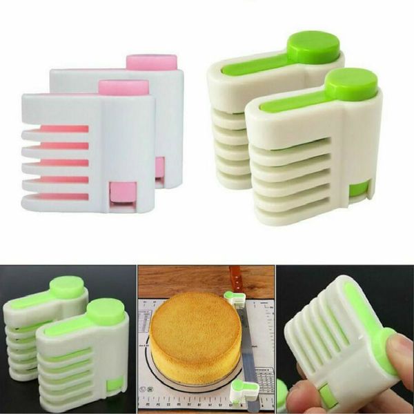 

2-piece cake slice layered helpers bread knives slicer holder toast parts for kitchen household baking fixed guide tools wholesale