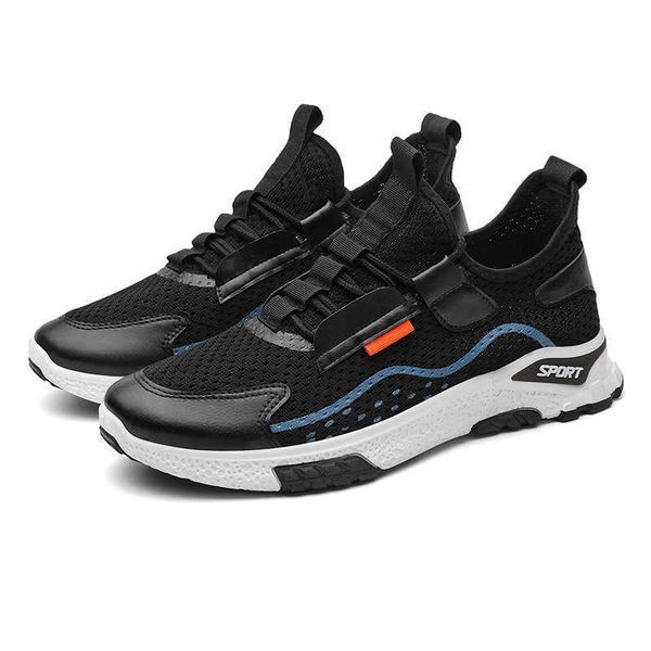 

men's shoes korean fashion running autumn casual sports men's sneakers 2021 flying woven, Black