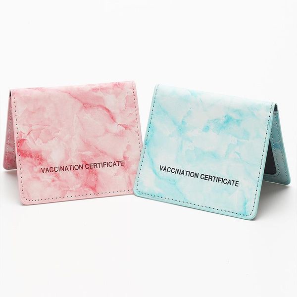 

toiletry kits portable protective cover marble pattern oil edge card holder leather case multi-function bi-fold id passport