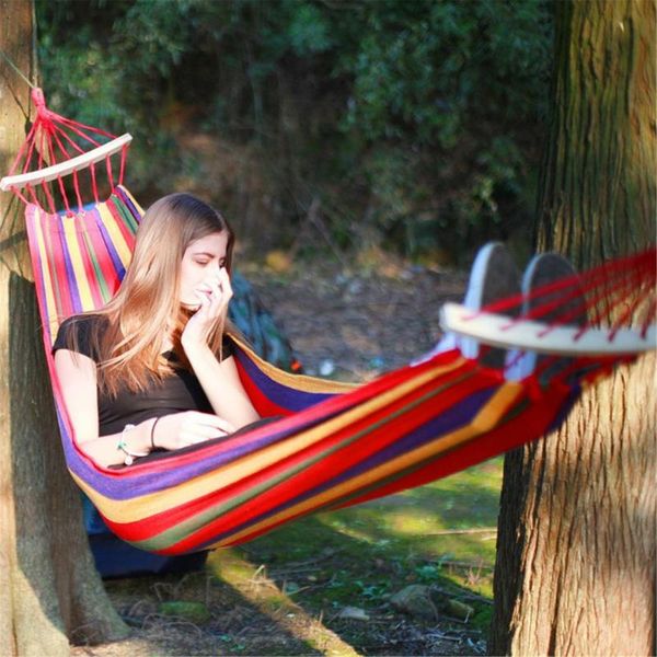 

camp furniture 2-person double hammock outdoor swing camping leisure portable stick ultralight home travel picnic canvas