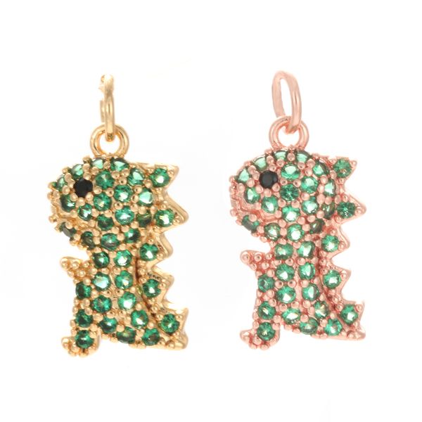 

dinosaur charms for jewelry making supplies gold cute monster pendant diy earring bracelet necklace copper zircon accessories, Bronze;silver