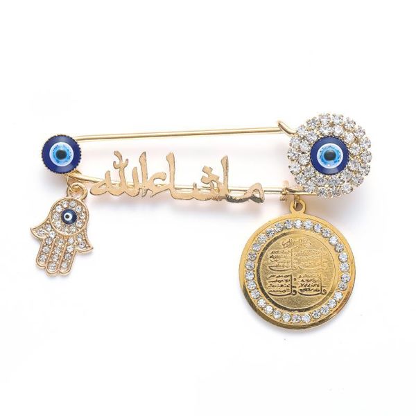 

pins, brooches fatima hand charm brooch retro muslim koran amulet fashion exquisite trend jewelry birthday gift, Gray