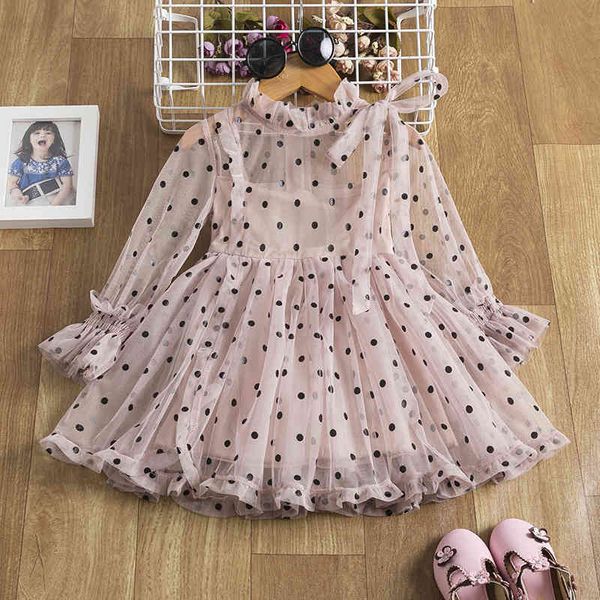 

spring and summer dot mesh dress lovely breathable transparent dress princess girl tutu children's party, Red;yellow