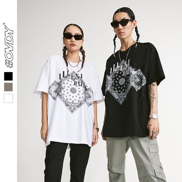 

wxwovdy men's 2021 spring / summer new trend simple cashew nut print street casual short sve t-shirt, White;black