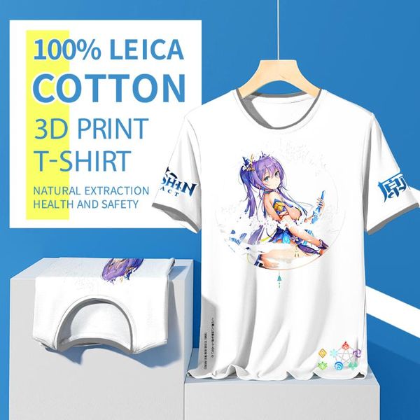 

men's t-shirts cotton oversized t-shirt genshin impact crew neck short sleeves woman fashion clothing boyfriend gift breathable, White;black