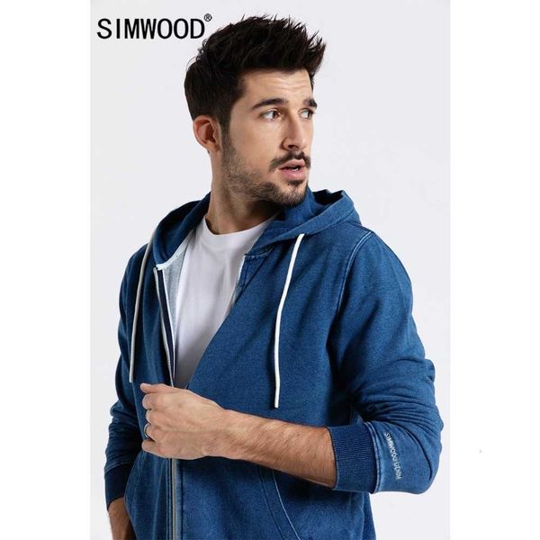 

simwood autumn new zip hoodie men vintage back letter print fashion hooded pullover hoodies jackets clothes 180572 y190830, Black