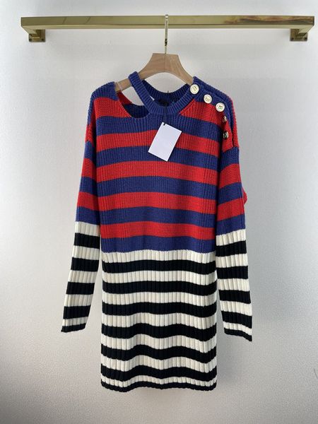 

autumn and winter new color stripe dress, Black;gray