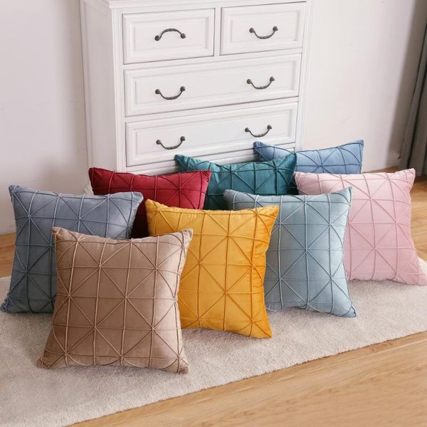 

cushion/decorative pillow modern velvet plush sofa with inner 45x45cm plaid elegant soft throw decor for home living pillowcase