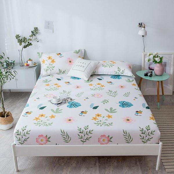 

sheets & sets bonenjoy 1 pc 100% cotton bed linen flower printing fitted sheet mattress cover four corners cama de casal (no case)